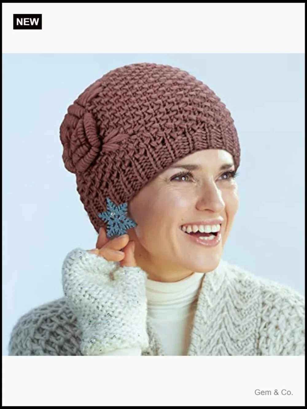 4 Pack Floral Knitted Beanies Winter Hats for Women Flannelette Lined